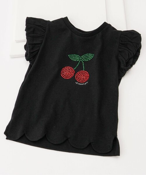 apres les cours(アプレレクール)の「モチーフスカラップTシャツ(Tシャツ/カットソー・キッズ・ミント/ブラック/アイボリー/ローズ・80/90/100/110/120/130/140)」の3枚目の写真