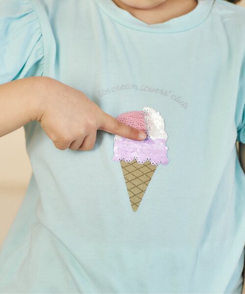 apres les cours(アプレレクール)の「モチーフスカラップTシャツ(Tシャツ/カットソー・キッズ・ミント/ブラック/アイボリー/ローズ・80/90/100/110/120/130/140)」の18枚目の写真