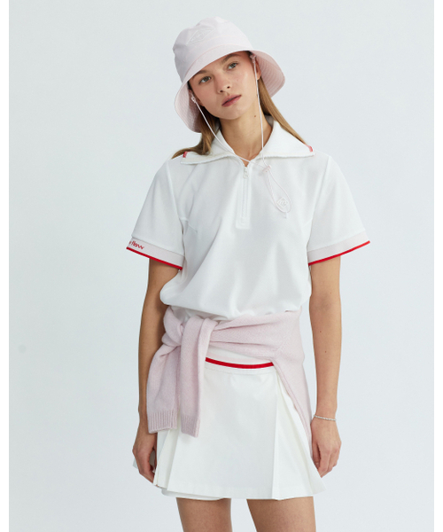 MONDAYFLOW（マンデーフロー）の「ワイドカラージップアップトップ_ホワイト（ポロシャツ・レディース・その他・X-SMALL/SMALL/MEDIUM/LARGE）」の4枚目の写真