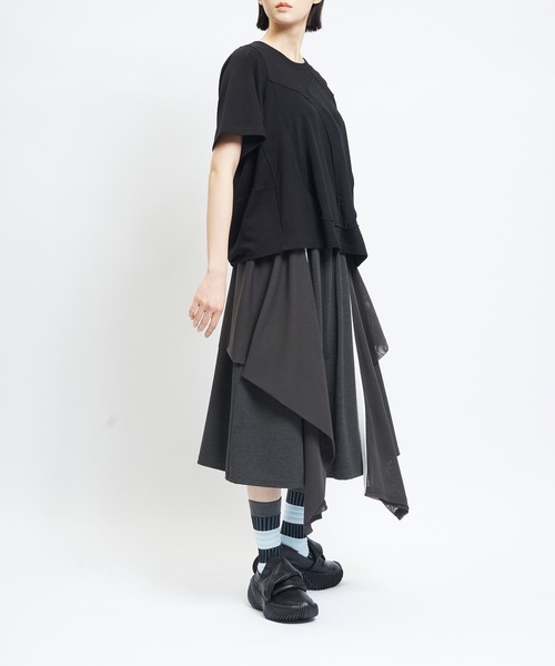 gomme（ゴム）の「ポンチフリルスカート（スカート・レディース・ブラック/チャコールグレー・MEDIUM）」の4枚目の写真