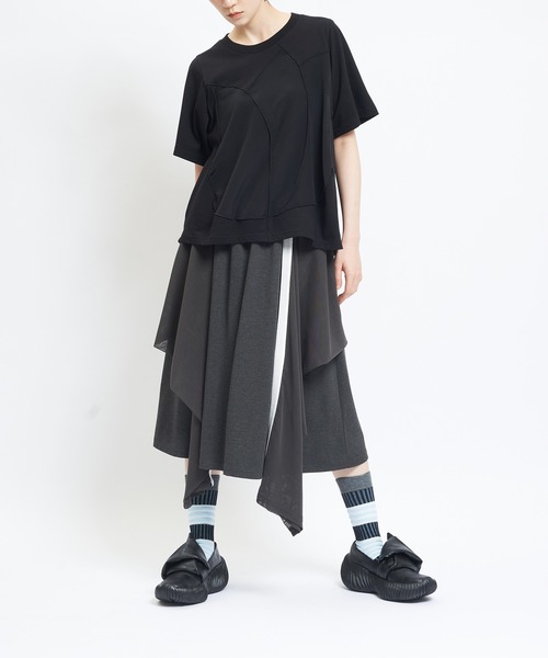gomme（ゴム）の「ポンチフリルスカート（スカート・レディース・ブラック/チャコールグレー・MEDIUM）」の5枚目の写真