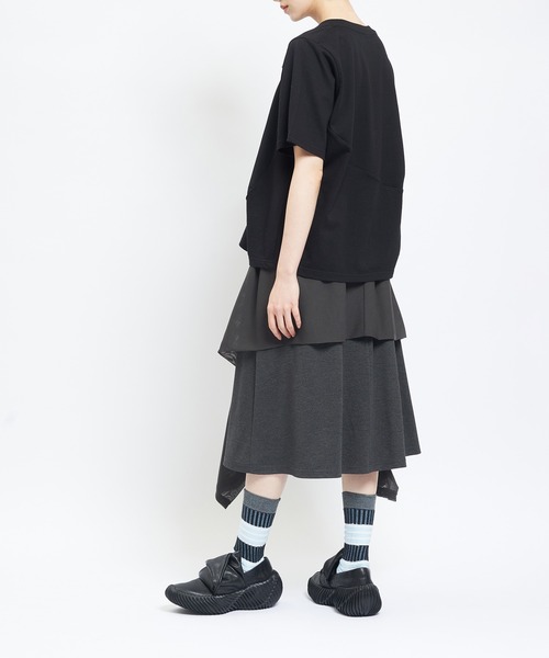 gomme（ゴム）の「ポンチフリルスカート（スカート・レディース・ブラック/チャコールグレー・MEDIUM）」の6枚目の写真