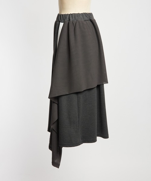 gomme（ゴム）の「ポンチフリルスカート（スカート・レディース・ブラック/チャコールグレー・MEDIUM）」の14枚目の写真