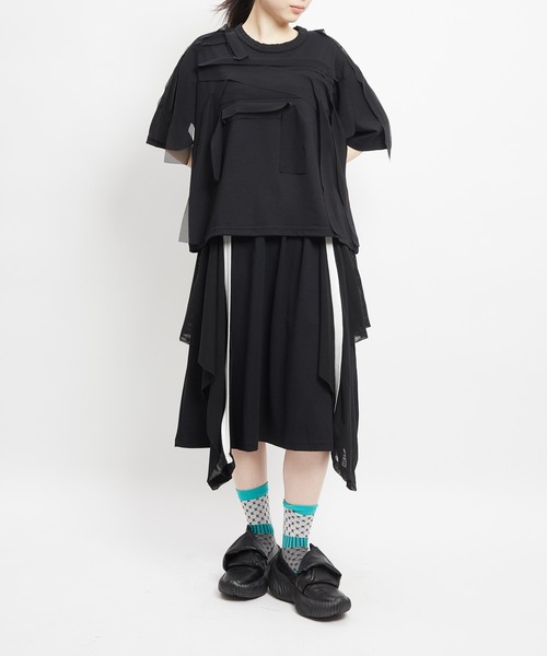 gomme（ゴム）の「ポンチフリルスカート（スカート・レディース・ブラック/チャコールグレー・MEDIUM）」の7枚目の写真