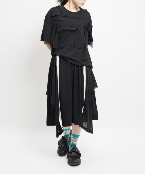 gomme（ゴム）の「ポンチフリルスカート（スカート・レディース・ブラック/チャコールグレー・MEDIUM）」の8枚目の写真