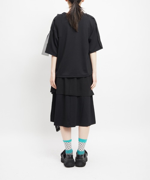 gomme（ゴム）の「ポンチフリルスカート（スカート・レディース・ブラック/チャコールグレー・MEDIUM）」の9枚目の写真