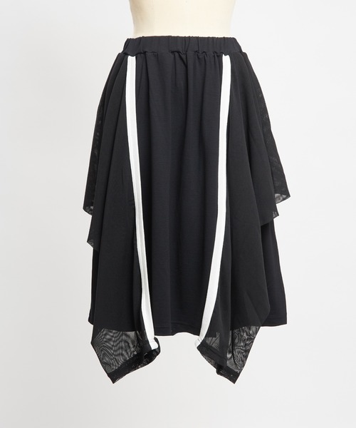 gomme（ゴム）の「ポンチフリルスカート（スカート・レディース・ブラック/チャコールグレー・MEDIUM）」の21枚目の写真