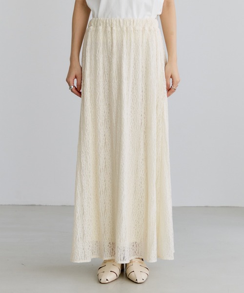 VIS（ビス）の「ラメレースフレアスカート（スカート・レディース・ブラック/キナリ・FREE）」の10枚目の写真