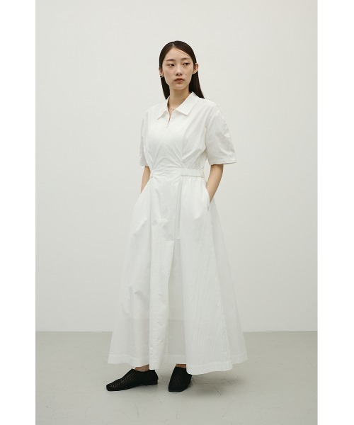 STYLEMIXER(スタイルミキサー)の「ウエストギャザーシャツワンピース(シャツワンピース・レディース・ブラック/ホワイト/ミント・SMALL/MEDIUM)」の5枚目の写真