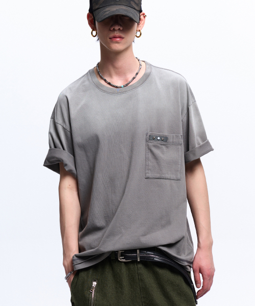 RSSC(アールエスエスシー)の「RIVET POCKET WASHING T-SHIRT - GRAY(Tシャツ/カットソー・レディース・その他・1/2)」の1枚目の写真