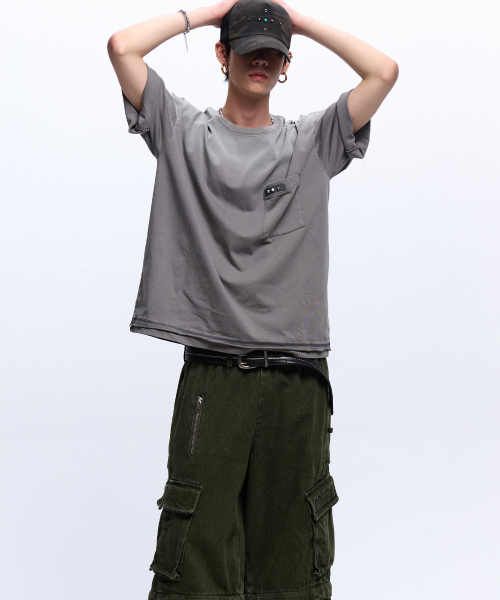 RSSC(アールエスエスシー)の「RIVET POCKET WASHING T-SHIRT - GRAY(Tシャツ/カットソー・レディース・その他・1/2)」の2枚目の写真