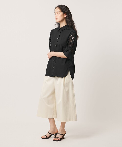 UNITED ARROWS(ユナイテッドアローズ)の「ラッセルレース コンビ シャツ ‐ウォッシャブル‐(シャツ/ブラウス・レディース・ブラック/ホワイト・FREE)」の5枚目の写真