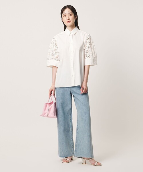 UNITED ARROWS(ユナイテッドアローズ)の「ラッセルレース コンビ シャツ ‐ウォッシャブル‐(シャツ/ブラウス・レディース・ブラック/ホワイト・FREE)」の7枚目の写真