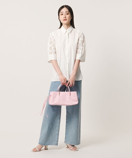 UNITED ARROWS(ユナイテッドアローズ)の「ラッセルレース コンビ シャツ ‐ウォッシャブル‐(シャツ/ブラウス・レディース・ブラック/ホワイト・FREE)」の8枚目の写真