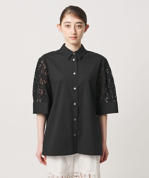 UNITED ARROWS(ユナイテッドアローズ)の「ラッセルレース コンビ シャツ ‐ウォッシャブル‐(シャツ/ブラウス・レディース・ブラック/ホワイト・FREE)」の11枚目の写真