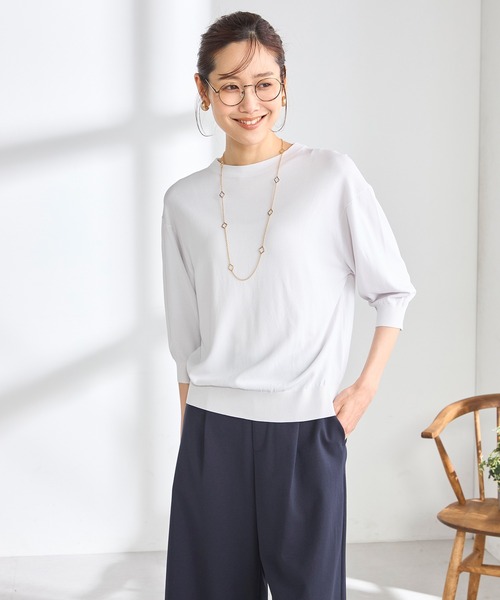 GALLORIA(ギャローリア)の「【洗濯機で洗える・UVカット・接触冷感】パフ袖ニット(ニット/セーター・レディース・ライトブルー/ライトイエロー/ライトグレー・S/M/LL/L)」の14枚目の写真