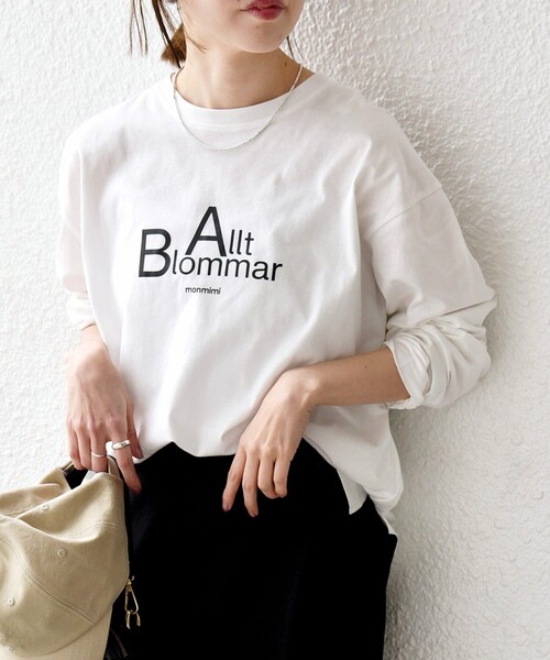 monmimi(モンミミ)の「【SHIPS any別注】MONMIMI:〈洗濯機可能〉ロゴ プリント ロンTEE 26SS(Tシャツ/カットソー・レディース・ライトブルー/ホワイト/ピンク・ONE SIZE)」の2枚目の写真