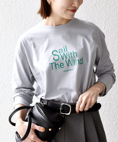 monmimi(モンミミ)の「【SHIPS any別注】MONMIMI:〈洗濯機可能〉ロゴ プリント ロンTEE 26SS(Tシャツ/カットソー・レディース・ライトブルー/ホワイト/ピンク・ONE SIZE)」の1枚目の写真