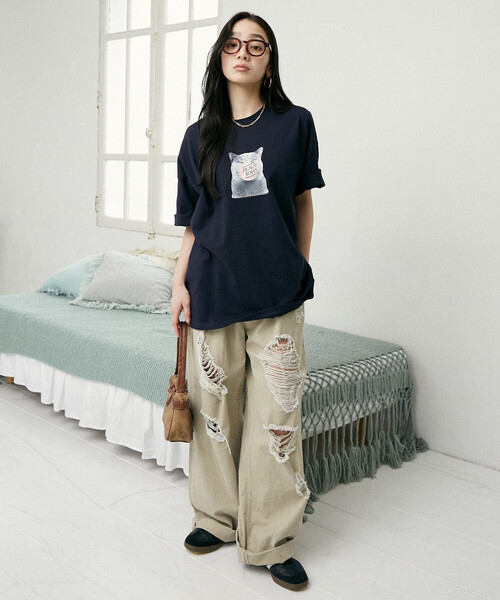 PEACH JOHN(ピーチジョン)の「PEACH JOHN × PUBLUX/ピーチ・ジョン バルーン ロゴ キャット Tシャツ 限定展開(Tシャツ/カットソー・メンズ・ブラック/ネイビー/ホワイト/ピンク・SMALL/MEDIUM/LARGE)」の15枚目の写真