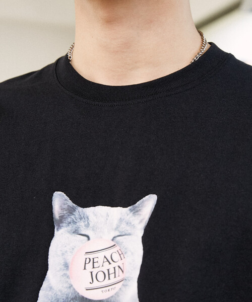 PEACH JOHN(ピーチジョン)の「PEACH JOHN × PUBLUX/ピーチ・ジョン バルーン ロゴ キャット Tシャツ 限定展開(Tシャツ/カットソー・メンズ・ブラック/ネイビー/ホワイト/ピンク・SMALL/MEDIUM/LARGE)」の7枚目の写真