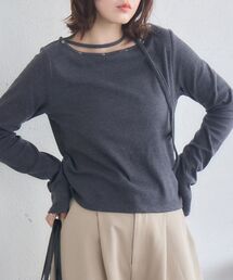 RETRO GIRL | スタッズ付きネックリボンCT(Tシャツ/カットソー)