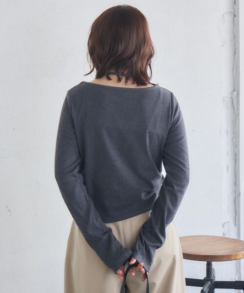 RETRO GIRL(レトロガール)の「スタッズ付きネックリボンCT(Tシャツ/カットソー・レディース・チャコールグレー/ナチュラル/ライトグリーン・FREE)」の13枚目の写真