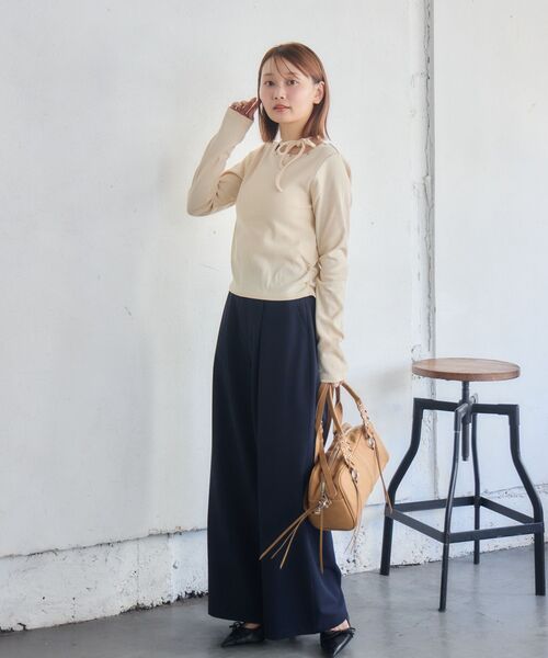 RETRO GIRL(レトロガール)の「スタッズ付きネックリボンCT(Tシャツ/カットソー・レディース・チャコールグレー/ナチュラル/ライトグリーン・FREE)」の20枚目の写真