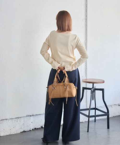 RETRO GIRL(レトロガール)の「スタッズ付きネックリボンCT(Tシャツ/カットソー・レディース・チャコールグレー/ナチュラル/ライトグリーン・FREE)」の21枚目の写真