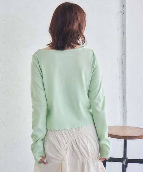 RETRO GIRL(レトロガール)の「スタッズ付きネックリボンカットソー(Tシャツ/カットソー・レディース・チャコールグレー/ナチュラル/ライトグリーン・FREE)」の14枚目の写真