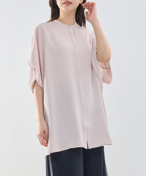 NARACAMICIE（ナラカミーチェ）の「【NARACAMICIE】半袖テントラインブラウス（シャツ/ブラウス・レディース・ホワイト/ピンク/ブラウン/ブラック・M）」の4枚目の写真