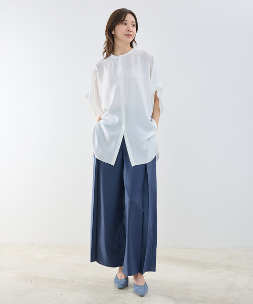 NARACAMICIE（ナラカミーチェ）の「【NARACAMICIE】半袖テントラインブラウス（シャツ/ブラウス・レディース・ホワイト/ピンク/ブラウン/ブラック・M）」の14枚目の写真