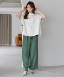 PREFERIR（プレフェリール）の「きれい見えリラックスワイドパンツ｜麻混・ウエストゴム・涼感素材（細ベルト付き）（その他パンツ）」