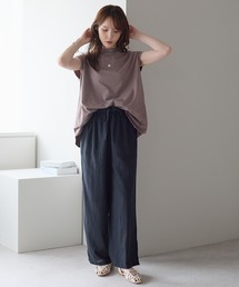 PREFERIR（プレフェリール）の「きれい見えリラックスワイドパンツ｜麻混・ウエストゴム・涼感素材（細ベルト付き）（その他パンツ）」