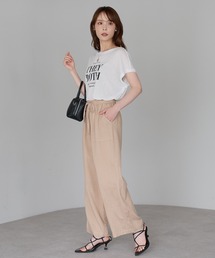 PREFERIR（プレフェリール）の「きれい見えリラックスワイドパンツ｜麻混・ウエストゴム・涼感素材（細ベルト付き）（その他パンツ）」