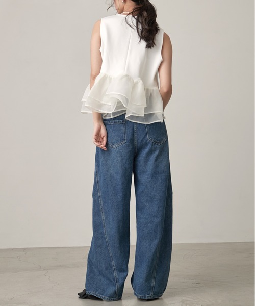 OFROOM(オフルーム)の「【2026秋冬新作】Curve Denim Pants|カーブデニムパンツ(デニムパンツ・レディース・インディゴブルー/ピンク/アイボリー/ライトブルー/ブラウン・LARGE/MEDIUM/SMALL)」の8枚目の写真