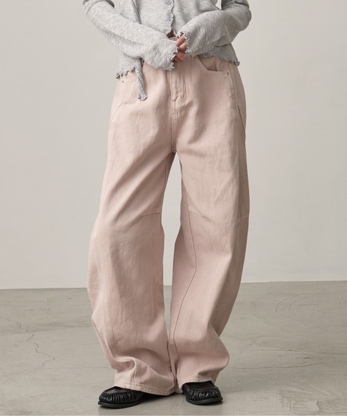 OFROOM(オフルーム)の「【2026秋冬新作】Curve Denim Pants|カーブデニムパンツ(デニムパンツ・レディース・インディゴブルー/ピンク/アイボリー/ライトブルー/ブラウン・LARGE/MEDIUM/SMALL)」の15枚目の写真