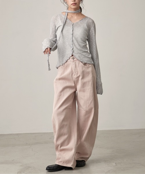 OFROOM(オフルーム)の「【2026秋冬新作】Curve Denim Pants|カーブデニムパンツ(デニムパンツ・レディース・インディゴブルー/ピンク/アイボリー/ライトブルー/ブラウン・LARGE/MEDIUM/SMALL)」の19枚目の写真