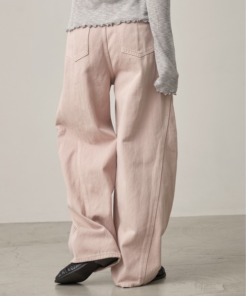 OFROOM(オフルーム)の「【2026秋冬新作】Curve Denim Pants|カーブデニムパンツ(デニムパンツ・レディース・インディゴブルー/ピンク/アイボリー/ライトブルー/ブラウン・LARGE/MEDIUM/SMALL)」の18枚目の写真