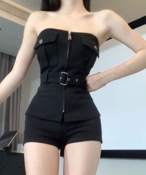 NoBelle(ノベル)の「センタージップ デニムコルセット上下セットアップ(ワンピース・レディース・ブラック・S/M/L)」の13枚目の写真