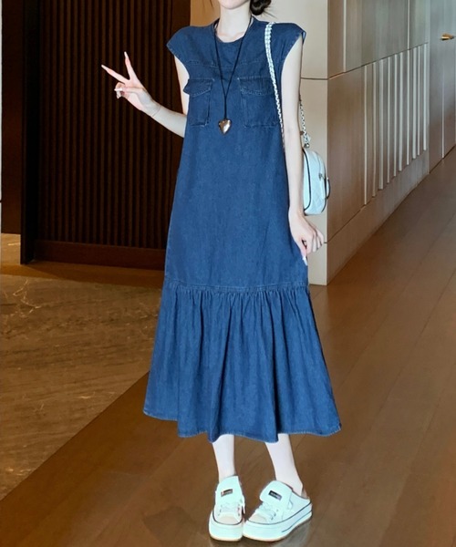 FAVORITO（ファヴォリート）の「デニムワンピース（ワンピース・レディース・ブルー・XL/L/M）」の7枚目の写真