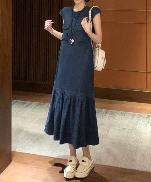 FAVORITO（ファヴォリート）の「デニムワンピース（ワンピース・レディース・ブルー・XL/L/M）」の3枚目の写真