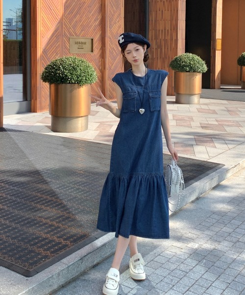 FAVORITO（ファヴォリート）の「デニムワンピース（ワンピース・レディース・ブルー・XL/L/M）」の10枚目の写真