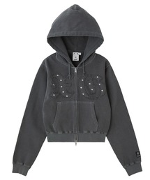 PIGMENT DYED SCRIPT LOGO COMPACT ZIP UP SWEAT HOODIE（パーカー
