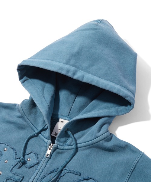 X-girl(エックスガール)の「STUDDED XG LOGO ZIP UP SWEAT COMPACT HOODIE(パーカー・レディース・ブルー/ブラック/ブラウン・S/M)」の5枚目の写真