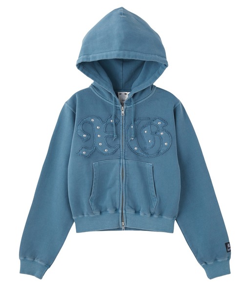 X-girl(エックスガール)の「STUDDED XG LOGO ZIP UP SWEAT COMPACT HOODIE(パーカー・レディース・ブルー/ブラック/ブラウン・S/M)」の14枚目の写真