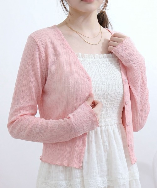 DearMyLoveRose(ディアマイラブローズ)の「【ZOZO限定】楊柳シアーショートカーディガン(カーディガン/ボレロ・レディース・ホワイト/ブラック/ライトピンク・FREE)」の7枚目の写真