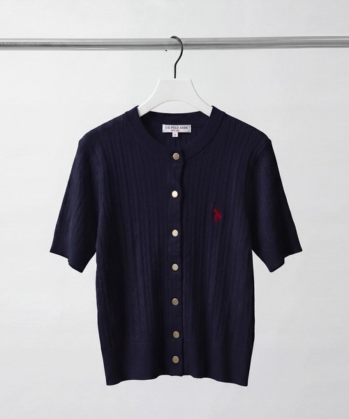 U.S. POLO ASSN.(ユーエスポロアッスン)の「【U.S. POLO ASSN./ユーエスポロアッスン】ワンポイント刺繍 ケーブル半袖 カーディガン(ニット/セーター・レディース・ブラック/ネイビー/レッド/オフホワイト/ブラック系その他・LL/M/L)」の21枚目の写真