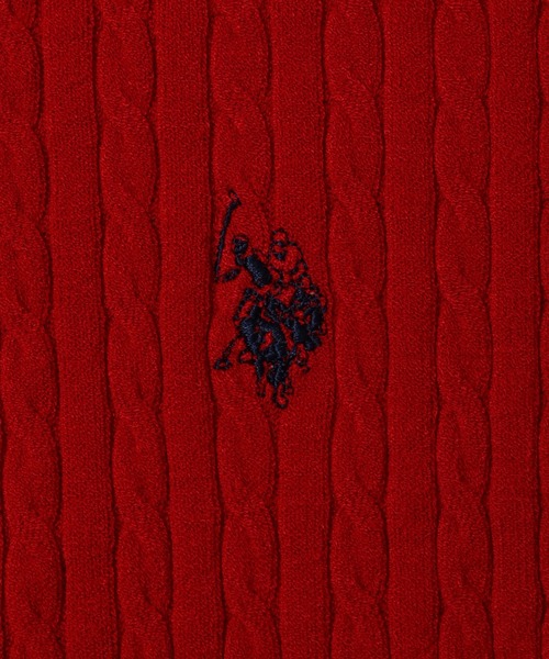 U.S. POLO ASSN.(ユーエスポロアッスン)の「【U.S. POLO ASSN./ユーエスポロアッスン】ワンポイント刺繍 ケーブル半袖 カーディガン(ニット/セーター・レディース・ブラック/ネイビー/レッド/オフホワイト/ブラック系その他・LL/M/L)」の14枚目の写真