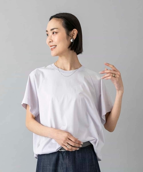 MICHEL KLEIN(ミッシェル・クラン)の「裾ドロストバルーンカットソー(Tシャツ/カットソー・レディース・ネイビー/ベージュ/ライラック・38)」の5枚目の写真