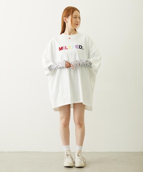 MILKFED.(ミルクフェド)の「STENCIL SAGARA EMBROIDERY S/S TEE(Tシャツ/カットソー・レディース・ホワイト/オフホワイト/チャコール・ONE SIZE)」の13枚目の写真